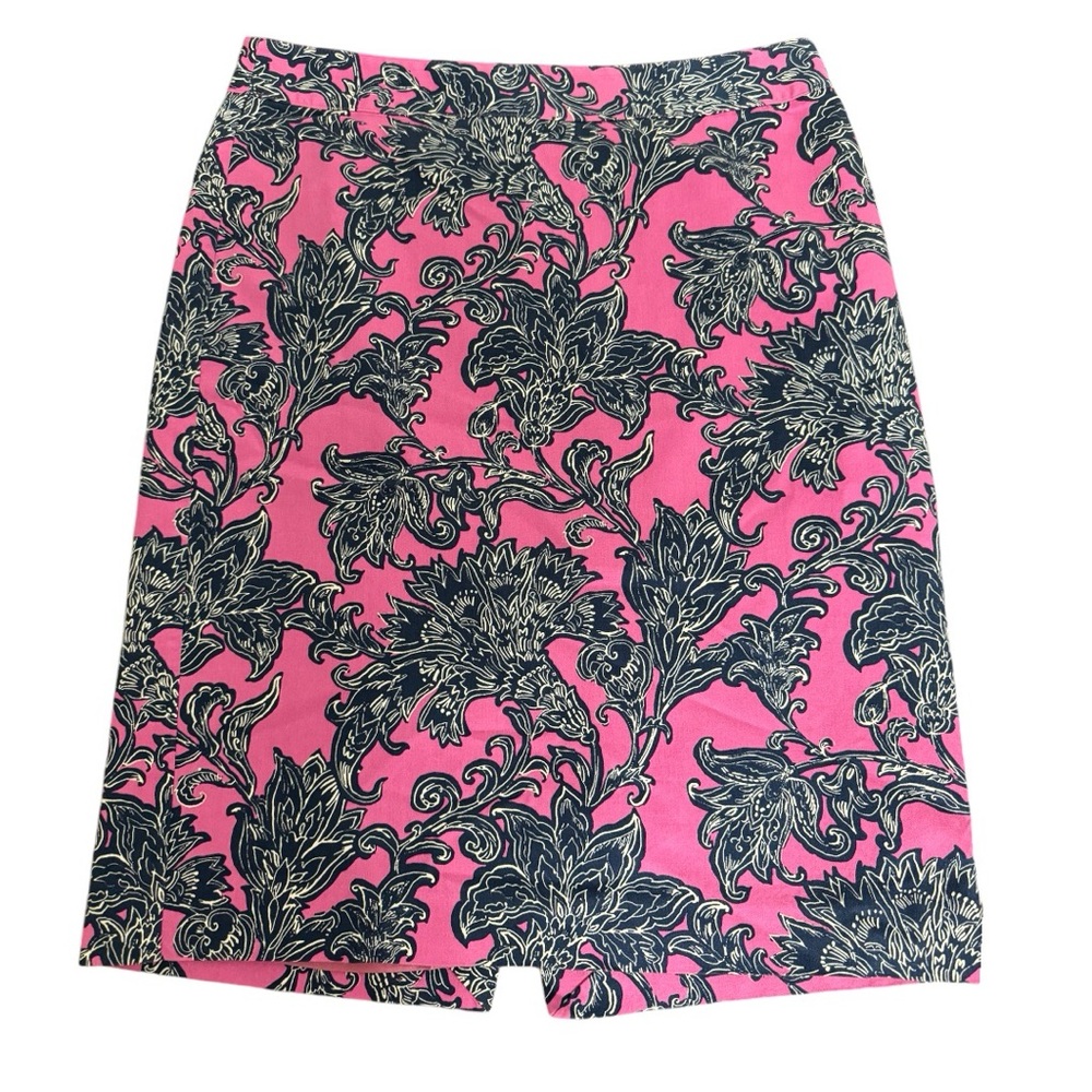 Van Heusen Studio Pink with Blue and White Floral Print Skirt Size 2.